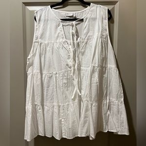 ASOS Curve tiered white cotton tie neck tank